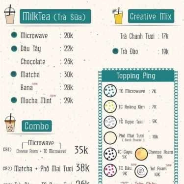 Thực đơn- Cafe Microwave - Trà Sữa - Đinh Tiên Hoàng