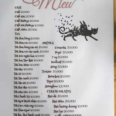 Thực đơn- Miêu Cafe & Studio