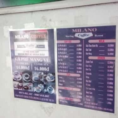 Thực đơn- Milano Cafe - Nguyễn Trọng Tuyển