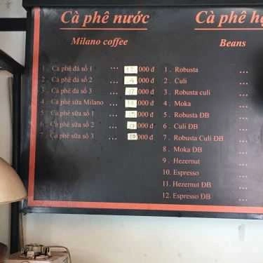 Thực đơn- Milano Cafe - Vườn Lài