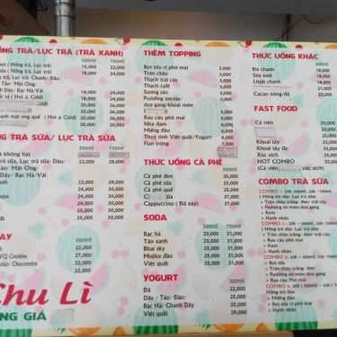 Thực đơn- Chu Lì - Milk Tea & Coffee