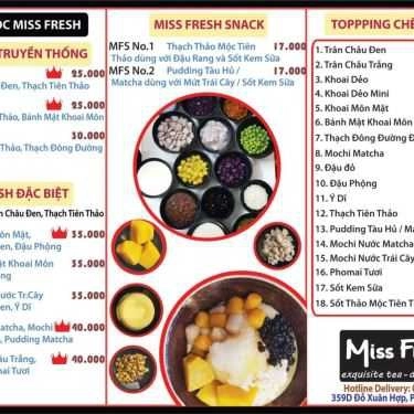Thực đơn- Cafe Miss Fresh - Trà Sữa, Chè & Ăn Vặt - Đỗ Xuân Hợp