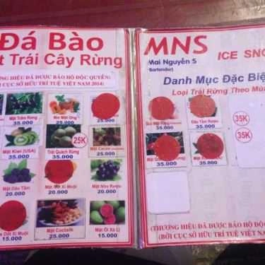 Thực đơn- Ăn vặt MNS ICE SNOW - Đá Bào Mật Trái Cây Rừng - Nguyễn Thị Thập