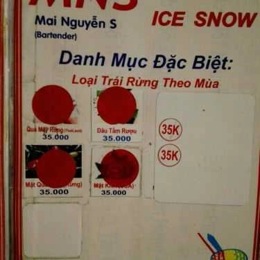 Thực đơn- Ăn vặt MNS ICE SNOW - Đá Bào Mật Trái Cây Rừng - Nguyễn Thị Thập