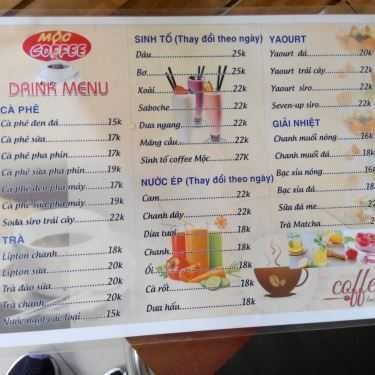 Thực đơn- Mộc Coffee - Lê Văn Thịnh