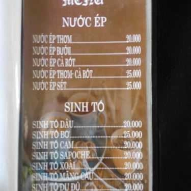 Thực đơn- Mộc Coffee - Đường D1