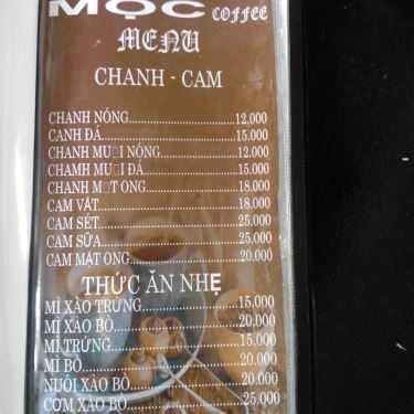 Thực đơn- Mộc Coffee - Đường D1