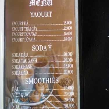 Thực đơn- Mộc Coffee - Đường D1