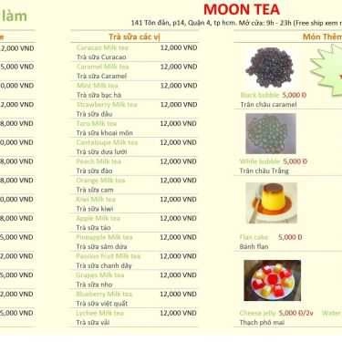 Thực đơn- Ăn vặt Trà Sữa Moon Tea