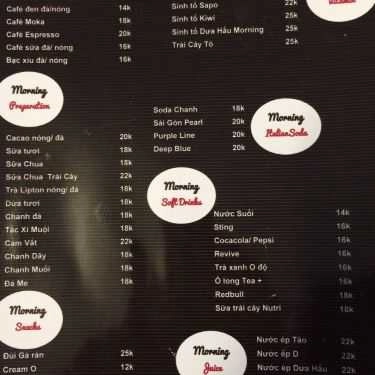 Thực đơn- Morning Cafe