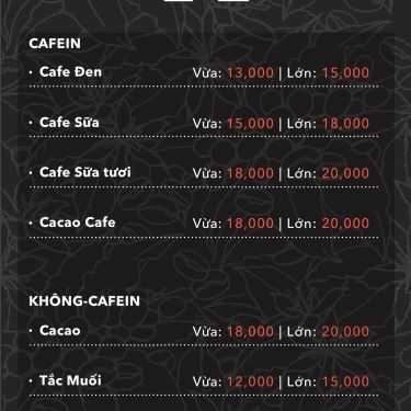 Thực đơn- Mow Coffee