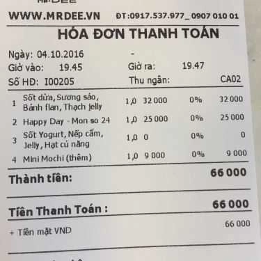 Thực đơn- Cafe Mr. DEE Parkson CT Plaza - Món Tráng Miệng