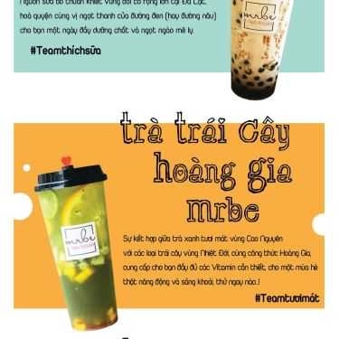 Thực đơn- Cafe Mrbe Tea House