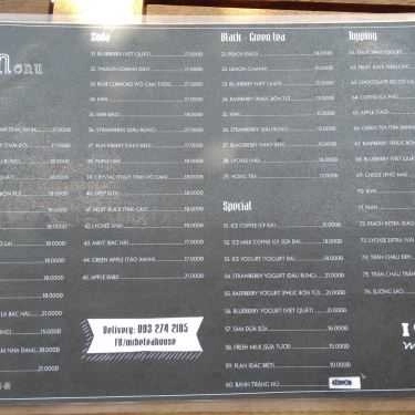 Thực đơn- Cafe Mrbe Tea House