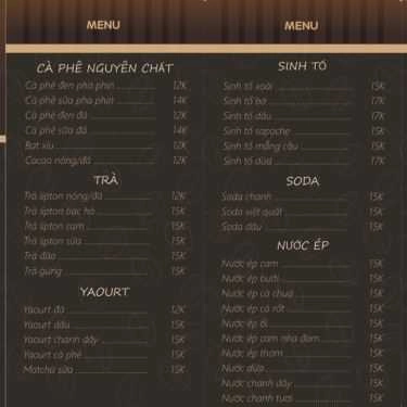 Thực đơn- My Coffee - Đường Số 48