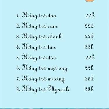 Thực đơn- Cafe Myracle Milk Tea - Nguyễn Đình Chiểu
