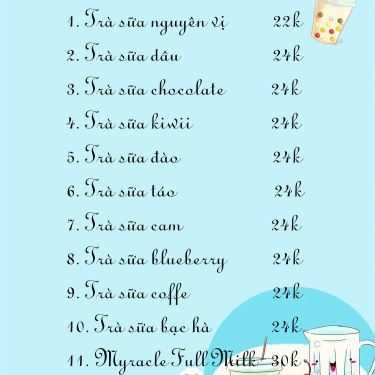Thực đơn- Cafe Myracle Milk Tea - Nguyễn Đình Chiểu