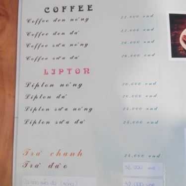 Thực đơn- Nắng Sài Gòn Cafe - Vũ Tông Phan