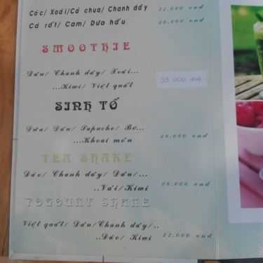 Thực đơn- Nắng Sài Gòn Cafe - Vũ Tông Phan