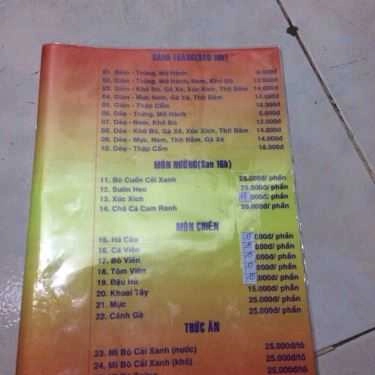 Thực đơn- Napoli - Cafe & Trái Cây Tô