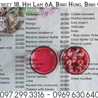 Thực đơn- Napoli Coffee - Đường Số 18