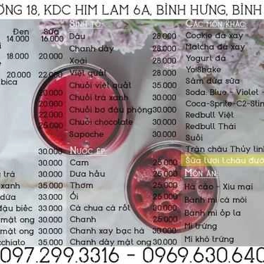 Thực đơn- Napoli Coffee - Đường Số 18