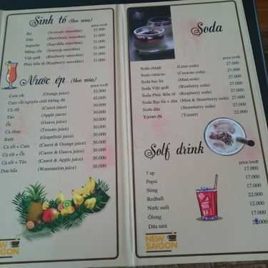 Thực đơn- New Saigon Cafe