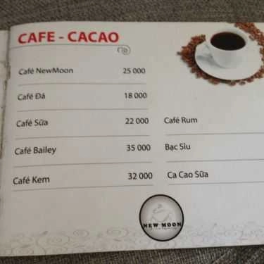 Thực đơn- NewMoon Cafe