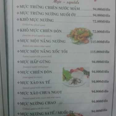 Thực đơn- Nghĩa Phát - Quán Nhậu Hải Sản