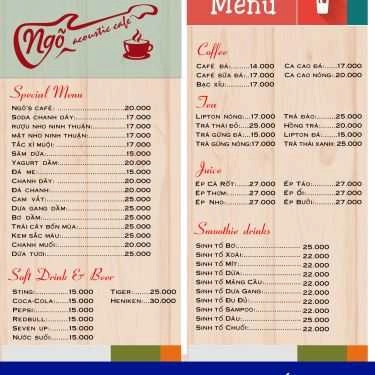 Thực đơn- Ngõ Acoustic Cafe