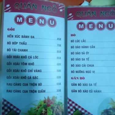 Thực đơn- Quán Nhậu Ngố - Ốc & Lẩu Mắm