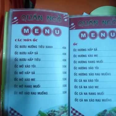 Thực đơn- Quán Nhậu Ngố - Ốc & Lẩu Mắm