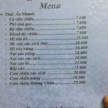 Thực đơn- Ngọc Điệp Coffee - Phạm Văn Chiêu