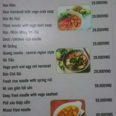 Thực đơn- Quán Ăn Ngọc Hương Cội Nguồn - Vegetarian Cuisine