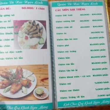 Thực đơn- Quán Nhậu Ngọc Linh Quán - Đặc Sản Dê Ninh Bình