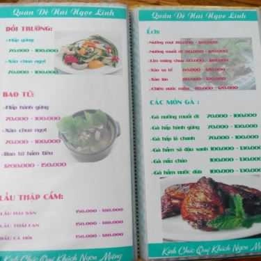 Thực đơn- Quán Nhậu Ngọc Linh Quán - Đặc Sản Dê Ninh Bình
