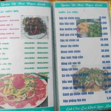 Thực đơn- Quán Nhậu Ngọc Linh Quán - Đặc Sản Dê Ninh Bình