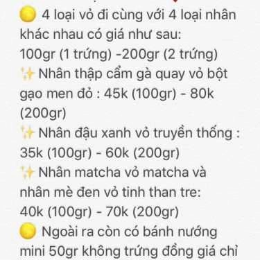 Thực đơn- Ngọc Mụi Bakery - Bánh Trung Thu - Shop Online
