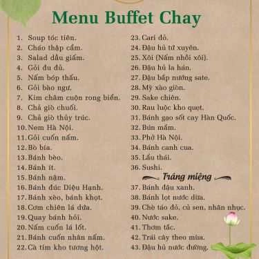 Thực đơn- Quán Ăn Nhà Hàng Chay Diệu Hạnh