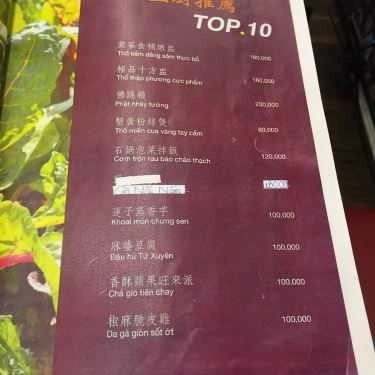 Thực đơn- Quán Ăn Nhà Hàng Tiên Chay