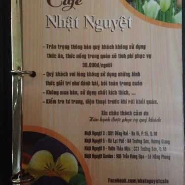 Thực đơn- Nhật Nguyệt Cafe 1 - Trường Sơn