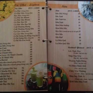 Thực đơn- Nhật Nguyệt Cafe 1 - Trường Sơn