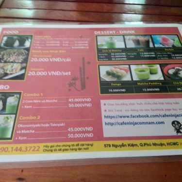 Thực đơn- Ninja Cafe - Cơm Nắm - Nguyễn Kiệm