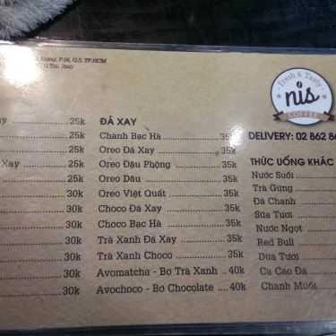 Thực đơn- Nis Coffee - Ấp Bắc