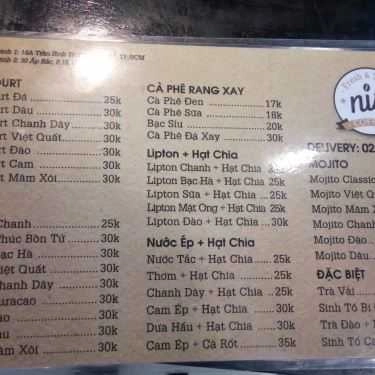 Thực đơn- Nis Coffee - Ấp Bắc