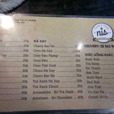 Thực đơn- Nis Coffee - Ấp Bắc
