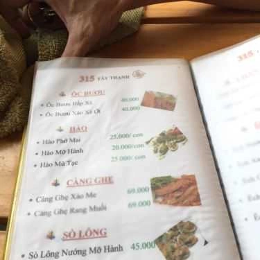 Thực đơn- Quán Nhậu Quán Nướng 315