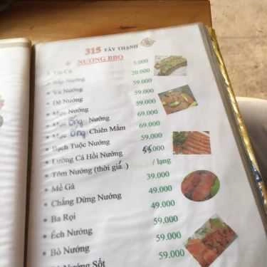 Thực đơn- Quán Nhậu Quán Nướng 315
