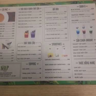 Thực đơn- Núp Sài Gòn Cafe