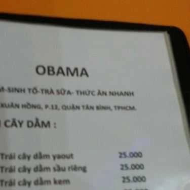 Thực đơn- Cafe Obama Trà Sữa